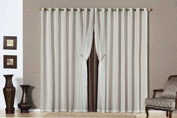 Menor preço em Cortina Bélgica com Voal 4,00m X 2,70m. Tabaco - Home fernandes