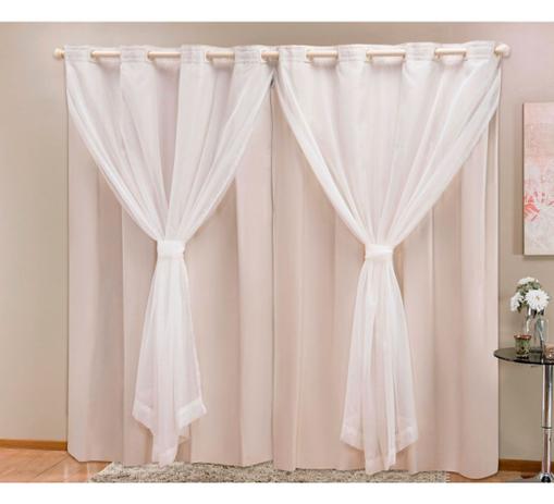 Cortina Blackout com Tecido Voil 2,80 m x 2,30 m Bege - Marias enxoval Menor preço em Cortina Blackout com Tecido Voil 2,80 m x 2,30 m Bege - Marias enxoval