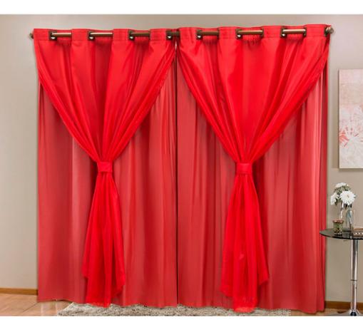 Cortina Blackout com Tecido Voil 2,80 m x 2,30 m Vermelha - Marias enxoval Menor preço em Cortina Blackout com Tecido Voil 2,80 m x 2,30 m Vermelha - Marias enxoval