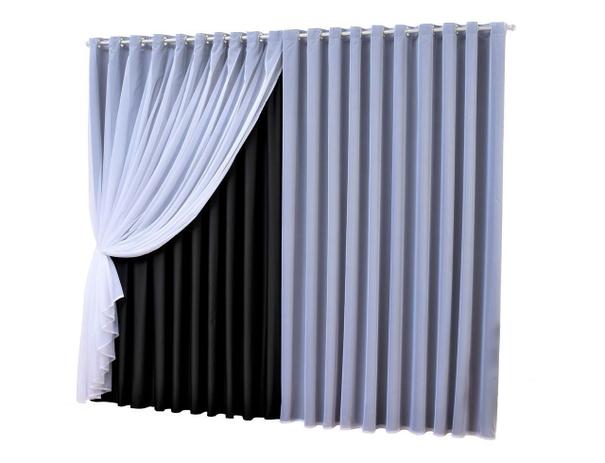 Cortina Blackout Com Voil Corta Luz 3,00X2,80 Preta Flobelle Menor preço em Cortina Blackout Com Voil Corta Luz 3,00X2,80 Preta Flobelle