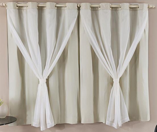 Cortina Blackout Corta Luz PVC (Plástico) com Voil Bege 2,80 x 1,60 para Varão Simples 2,00 Metros - Eddi Cortinas Menor preço em Cortina Blackout Corta Luz PVC (Plástico) com Voil Bege 2,80 x 1,60 para Varão Simples 2,00 Metros - Eddi Cortinas