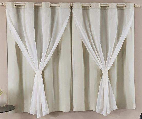 Cortina Blackout Corta Luz PVC (Plástico) com Voil Bege 2,80 x 1,80 para Varão Simples 2,00 Metros - Eddi cortinas Menor preço em Cortina Blackout Corta Luz PVC (Plástico) com Voil Bege 2,80 x 1,80 para Varão Simples 2,00 Metros - Eddi cortinas