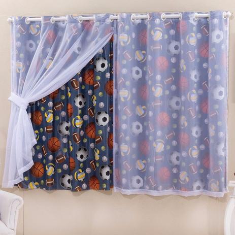 Cortina Blackout Corta Luz PVC (Plástico) com Voil Bolas de Esportes 2,80 x 1,60 para Varão Simples 2,00 Metros - Eddi cortinas Menor preço em Cortina Blackout Corta Luz PVC (Plástico) com Voil Bolas de Esportes 2,80 x 1,60 para Varão Simples 2,00 Metros - Eddi cortinas