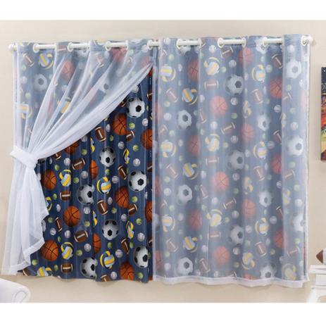 Cortina Blackout Estampado com Tecido Voil 2,80 m x 1,60 m - Esportes - Eddi casa é boa?