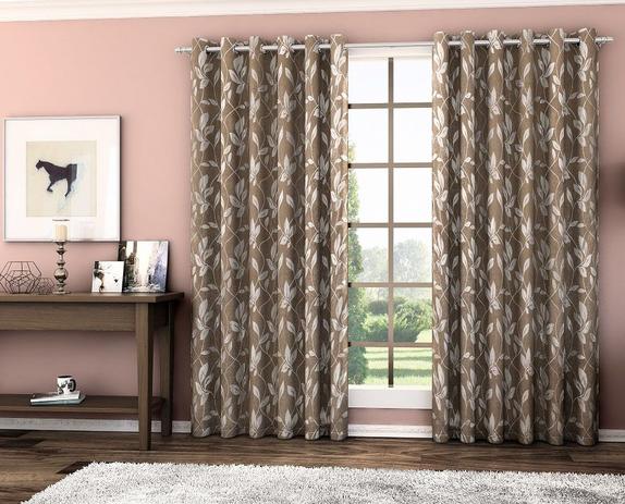 Cortina Blackout Folhas - Jacquard - Marrom - 4,00m x 2,50m - P/ Varão - Adomes Menor preço em Cortina Blackout Folhas - Jacquard - Marrom - 4,00m x 2,50m - P/ Varão - Adomes