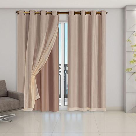 Cortina Blackout PVC c/ Tecido Voil 2,80 m x 2,30 m Avelã - Eddi Casa Menor preço em Cortina Blackout PVC c/ Tecido Voil 2,80 m x 2,30 m Avelã - Eddi Casa