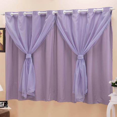 Cortina Blackout PVC c/ Voil Lilás Corta Luz 2,00m X 1,40m - Dourados enxovais Menor preço em Cortina Blackout PVC c/ Voil Lilás Corta Luz 2,00m X 1,40m - Dourados enxovais