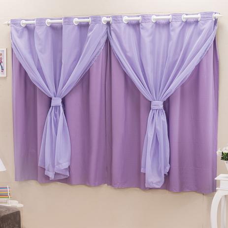 Cortina Blackout PVC c/ Voil Lilás Corta Luz 2,80m X 1,60m - Dourados enxovais Menor preço em Cortina Blackout PVC c/ Voil Lilás Corta Luz 2,80m X 1,60m - Dourados enxovais