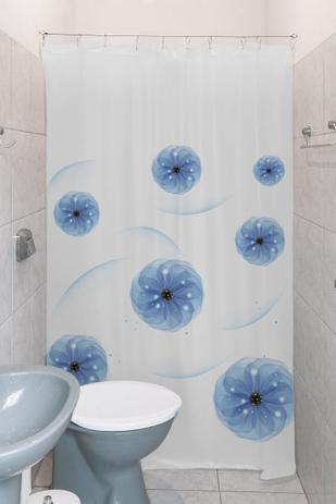 Cortina Box Para Banheiro 100 Pvc Com Estampa de Flores Azuis e Kit Instalação - Tutti casa é boa?