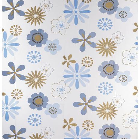Cortina Box PVC Flores Colorful Bella Casa 198cmx180cm Transparente/Azul - Finottato Menor preço em Cortina Box PVC Flores Colorful Bella Casa 198cmx180cm Transparente/Azul - Finottato