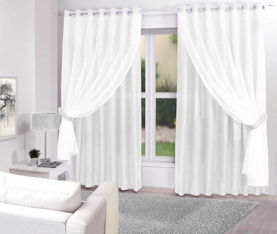 Cortina Branca Sala/quarto Tecido Com Renda 3,00 X 2,70 Lançamento! - Fabritex Menor preço em Cortina Branca Sala/quarto Tecido Com Renda 3,00 X 2,70 Lançamento! - Fabritex