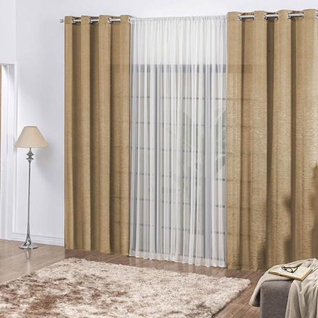 Cortina Casa Dona Dourado com detalhe em Voil 250x300cm é ruim? Cortina Casa Dona Dourado com detalhe em Voil 250x300cm é boa?