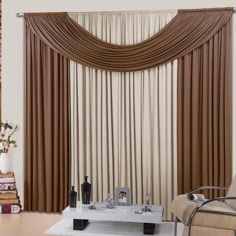 Cortina Casa Dona Espanha Tabaco com Bege 400x280cm Menor preço em Cortina Casa Dona Espanha Tabaco com Bege 400x280cm