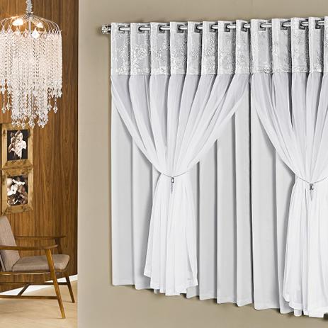 Cortina Casa Dona Flora 200x170cm Branco Menor preço em Cortina Casa Dona Flora 200x170cm Branco