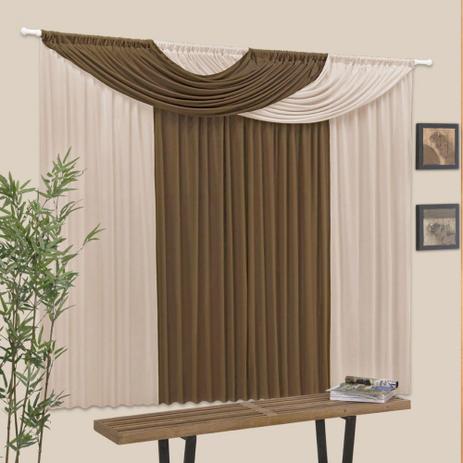 Menor preço em Cortina Casa Dona Jade Class 300x280cm Tabaco com Bege
