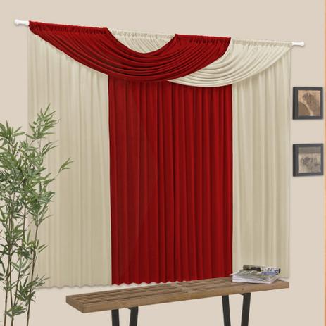 Menor preço em Cortina Casa Dona Jade Class Vermelho com Bege 300x280cm