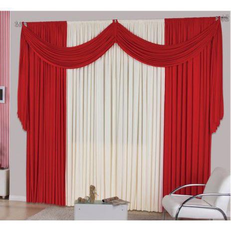 Cortina Casa Dona Katia Class Vermelho com Bege 200x170 cm Menor preço em Cortina Casa Dona Katia Class Vermelho com Bege 200x170 cm