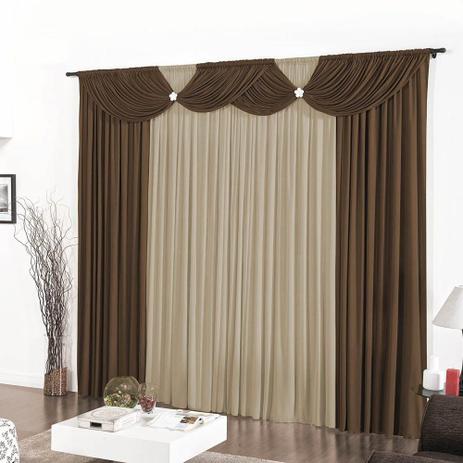 Cortina Casa Dona Luxo Floripa Tabaco com Bege 400x280 cm Menor preço em Cortina Casa Dona Luxo Floripa Tabaco com Bege 400x280 cm