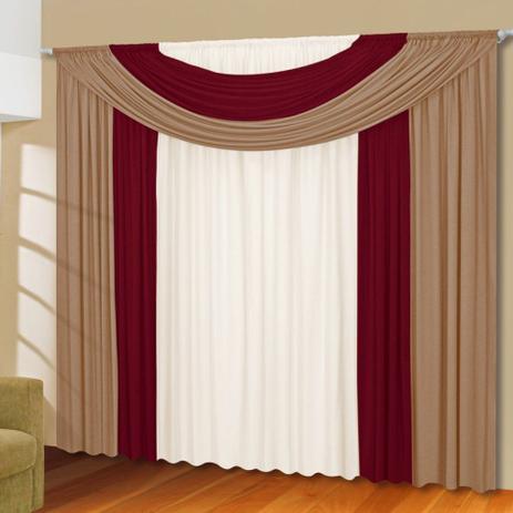Cortina Casa Dona Marroquina Vermelho com Bege 300x280cm Menor preço em Cortina Casa Dona Marroquina Vermelho com Bege 300x280cm