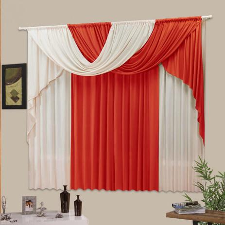Cortina Casa Dona Súria 300x280cm Vermelho com Bege Menor preço em Cortina Casa Dona Súria 300x280cm Vermelho com Bege