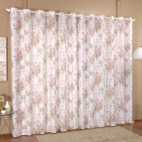 Cortina Casa Viva Tecido Micro Fibra Estampado 3,00 x 2,50 Metros Alt - Flores Rosas Menor preço em Cortina Casa Viva Tecido Micro Fibra Estampado 3,00 x 2,50 Metros Alt - Flores Rosas