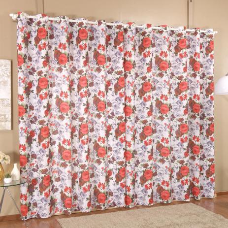 Cortina Casa Viva Tecido Micro Fibra Estampado 3,00 x 2,50 Metros Alt - Rosas Vermelhas Menor preço em Cortina Casa Viva Tecido Micro Fibra Estampado 3,00 x 2,50 Metros Alt - Rosas Vermelhas