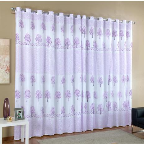 Cortina Casa Viva Tecido Voal Estampado Floral Lilás Forro Microfibra 3,00 x 2,70 Metros Alt Menor preço em Cortina Casa Viva Tecido Voal Estampado Floral Lilás Forro Microfibra 3,00 x 2,70 Metros Alt