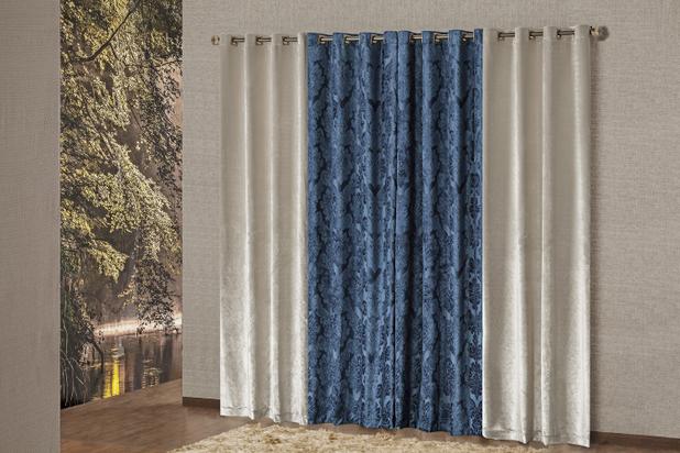 Cortina Casual de Veludo Para Varão 2,00m X 1,70m. Azul - Home fernandes Menor preço em Cortina Casual de Veludo Para Varão 2,00m X 1,70m. Azul - Home fernandes