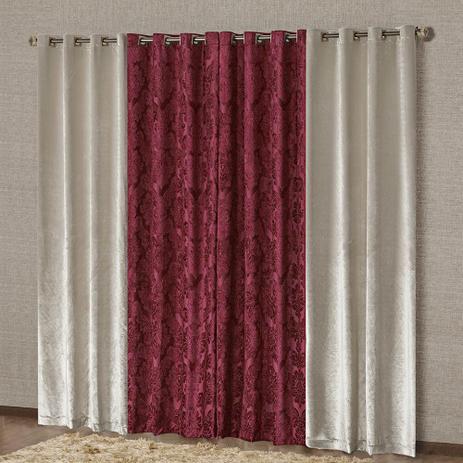 Cortina Casual Luxo para Varão Tecido Veludo Floral 2,00 x 1,70 Metros - Vermelho - A decorativa Menor preço em Cortina Casual Luxo para Varão Tecido Veludo Floral 2,00 x 1,70 Metros - Vermelho - A decorativa