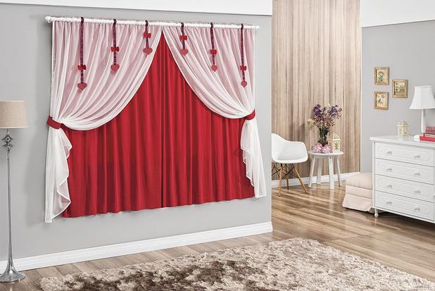 Cortina Catarina Rosdry M405-2 170x200cm Vermelha - Rosdry enxovais Menor preço em Cortina Catarina Rosdry M405-2 170x200cm Vermelha - Rosdry enxovais