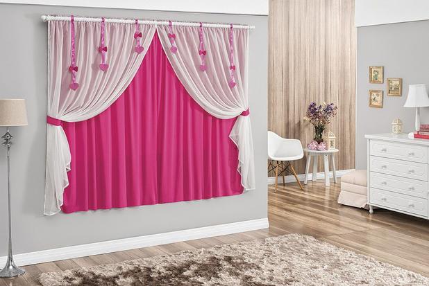 Cortina Catarina Rosdry M405-7 170x200cm Pink - Rosdry enxovais Menor preço em Cortina Catarina Rosdry M405-7 170x200cm Pink - Rosdry enxovais