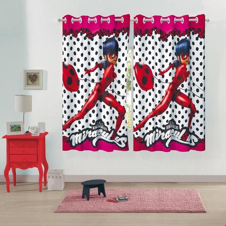 Cortina com Ilhós Infantil Ladybug 2 peças - Lepper Menor preço em Cortina com Ilhós Infantil Ladybug 2 peças - Lepper