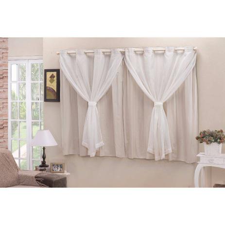 Cortina Corta Luz Blackout Com Voil 2,00 X 1,40 Bege - Meu lar enxovais é boa?