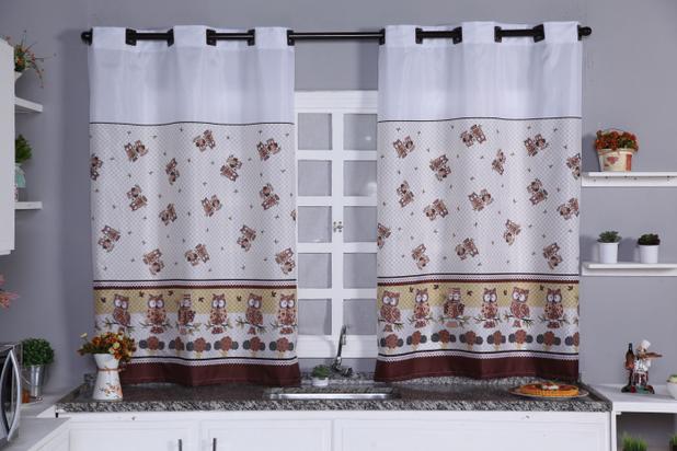 Cortina Cozinha em Oxford - 2,40x1,30 Estampada - Feffo Cortinas Menor preço em Cortina Cozinha em Oxford - 2,40x1,30 Estampada - Feffo Cortinas