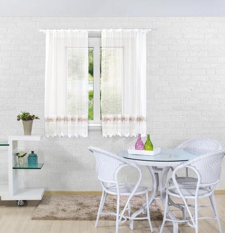 Cortina Cozinha Passabarra Renda Transfer 2,20x1,20 Floral Inglês - Bella Janela Menor preço em Cortina Cozinha Passabarra Renda Transfer 2,20x1,20 Floral Inglês - Bella Janela