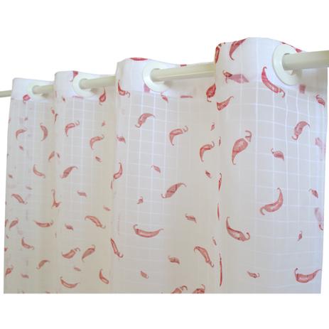 Cortina Cozinha Voil Estampado 120x200cm Pimenta - Bordart Menor preço em Cortina Cozinha Voil Estampado 120x200cm Pimenta - Bordart