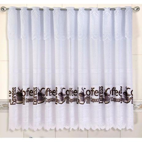 Cortina de Renda - Copa e Cozinha - Bartolini - Coffee - 2,20m x 1,20m - P/ Varão - Cortilester Menor preço em Cortina de Renda - Copa e Cozinha - Bartolini - Coffee - 2,20m x 1,20m - P/ Varão - Cortilester