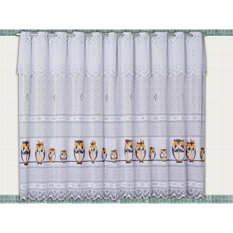 Cortina de Renda - Copa e Cozinha - Bartolini - Coruja - 2,20m x 1,20m - P/ Varão - Cortilester Menor preço em Cortina de Renda - Copa e Cozinha - Bartolini - Coruja - 2,20m x 1,20m - P/ Varão - Cortilester