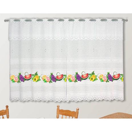 Cortina de Renda - Copa e Cozinha - Bartolini - Frutas - 2,20m x 1,20m - P/ Varão - Cortilester Menor preço em Cortina de Renda - Copa e Cozinha - Bartolini - Frutas - 2,20m x 1,20m - P/ Varão - Cortilester