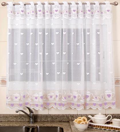 Cortina de Renda - Copa e Cozinha - Jogo de Chá - Lilás - 2,20m x 1,30m - P/ Varão - Cortilester é boa?