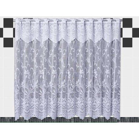 Cortina De Renda - Copa E Cozinha - Nova Karla - Branco - 2,00m X 1,20m - P/ Varão - Cortilester Menor preço em Cortina De Renda - Copa E Cozinha - Nova Karla - Branco - 2,00m X 1,20m - P/ Varão - Cortilester