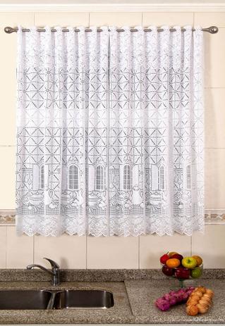 Cortina de Renda - Copa e Cozinha - Van Dyk - Branco - 2,20m x 1,50m - P/ Varão - Cortilester Menor preço em Cortina de Renda - Copa e Cozinha - Van Dyk - Branco - 2,20m x 1,50m - P/ Varão - Cortilester