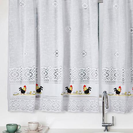 Cortina de Renda para Cozinha 2,00m x 1,20m Galinha Valência - Interlar Menor preço em Cortina de Renda para Cozinha 2,00m x 1,20m Galinha Valência - Interlar