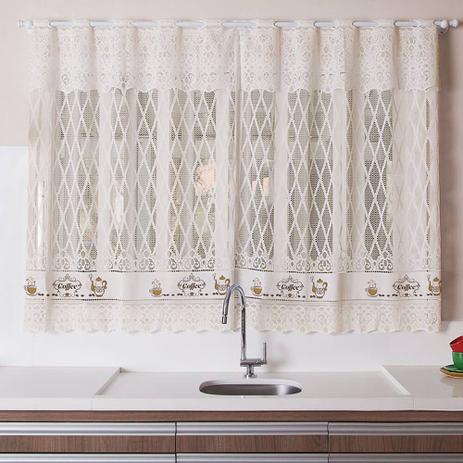 Cortina de Renda Para Cozinha Valencia 2,20m X 1,20m - Interlar Menor preço em Cortina de Renda Para Cozinha Valencia 2,20m X 1,20m - Interlar