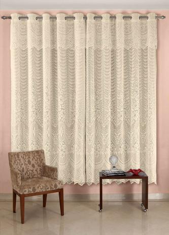 Menor preço em Cortina de Renda - Quarto e Sala - Brisa - Bege - 3,50m x 2,60m - P/ Varão - Cortilester