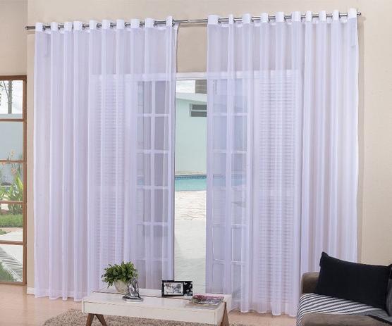 Cortina De Varão Voil Branco 3,00x2,80 Sala Ou Quarto - Confecções Elba Menor preço em Cortina De Varão Voil Branco 3,00x2,80 Sala Ou Quarto - Confecções Elba