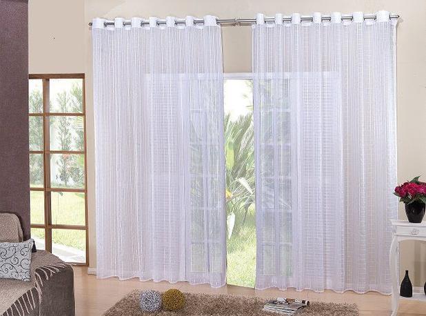 Cortina De Varão Voil Xadrez Branco 4,00x2,50 Sala Quarto - Confecções elba Menor preço em Cortina De Varão Voil Xadrez Branco 4,00x2,50 Sala Quarto - Confecções elba