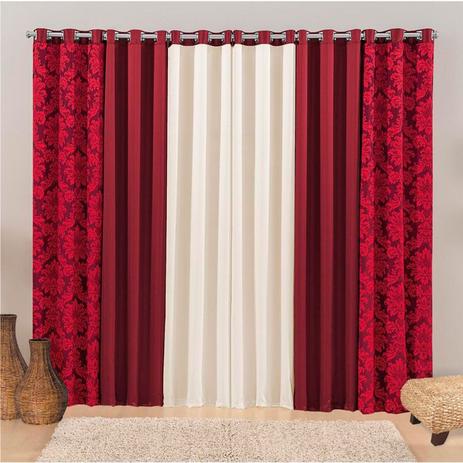 Cortina Degradê para Varão Tecido Jacquard e Oxford 4,00 x 2,50 Metros Alt - Vermelha - Maravilha enxovais Menor preço em Cortina Degradê para Varão Tecido Jacquard e Oxford 4,00 x 2,50 Metros Alt - Vermelha - Maravilha enxovais