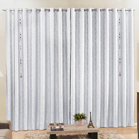 Cortina Devorê para Varão Tecido Jacquard Estampado Trabalhado 2,00 x 1,70 Metros Alt - Branca - Cor e brilhos Menor preço em Cortina Devorê para Varão Tecido Jacquard Estampado Trabalhado 2,00 x 1,70 Metros Alt - Branca - Cor e brilhos