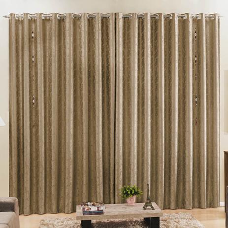 Cortina Devorê para Varão Tecido Jacquard Estampado Trabalhado 2,00 x 1,70 Metros Alt - Cáqui - Cor e brilhos Menor preço em Cortina Devorê para Varão Tecido Jacquard Estampado Trabalhado 2,00 x 1,70 Metros Alt - Cáqui - Cor e brilhos